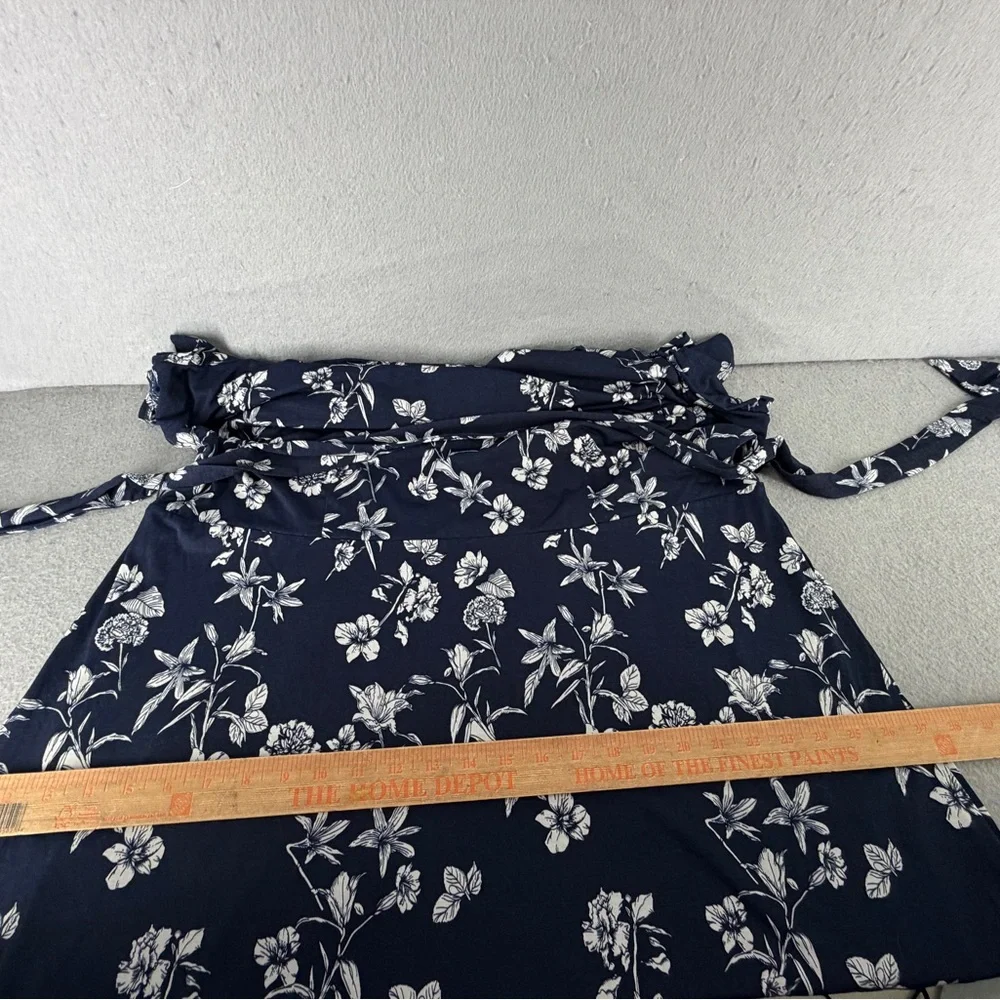 41 Hawthron Dress Womens 2X Navy White Flutter‎ Sleeve Botanical Garden Office